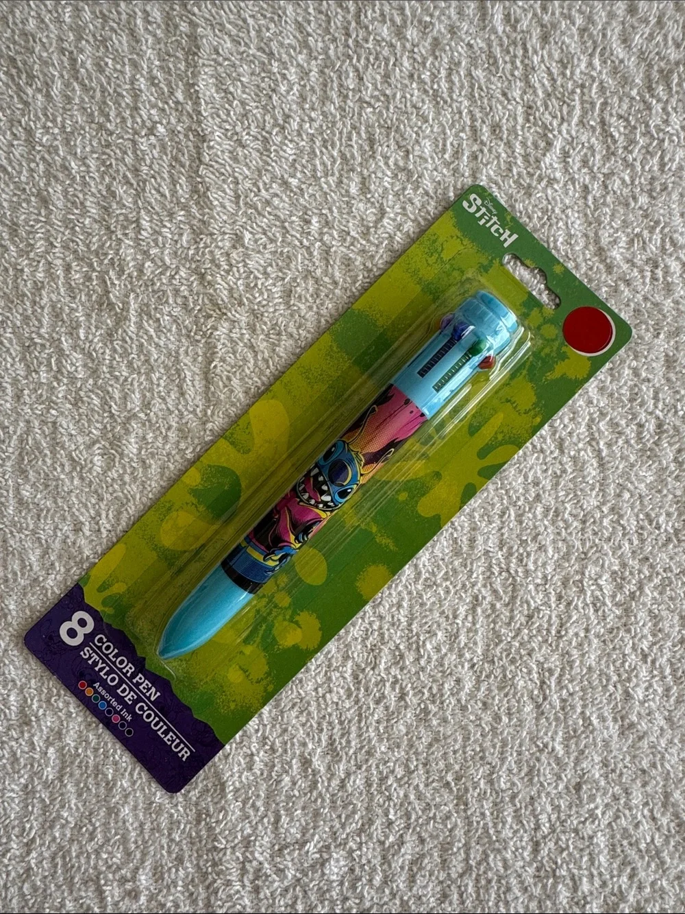 Disney Stitch 8-Color Multi Pen - Light Blue with Pink Accent